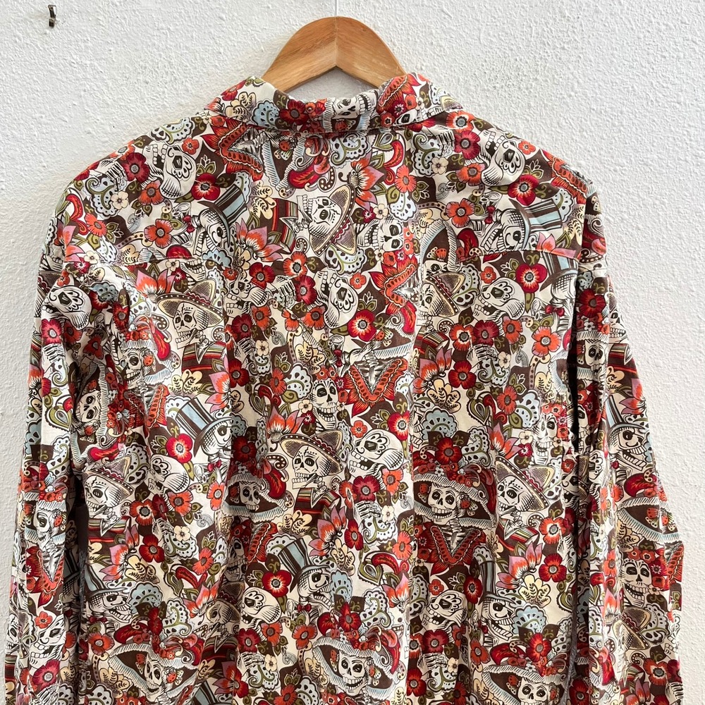 ROCKMOUNT Ranch Wear  Skulls‎ & Floral Print Western Shirt No Size Tag - Picture 3 of 8